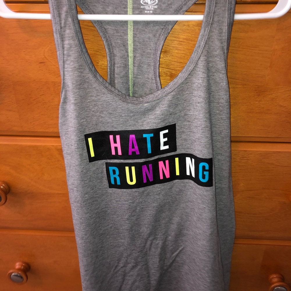 A gray tank top